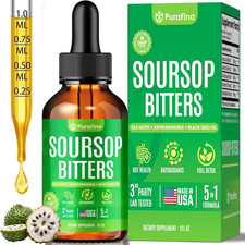 Soursop Bitters Liquid Drops 5-In-1 Detox  Cleanse with Irish Sea Moss, Black S