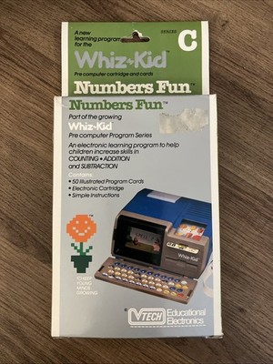 Vintage V-Tech Whiz Kid NUMBERS FUN Series C Cards & Cartridge New in Box