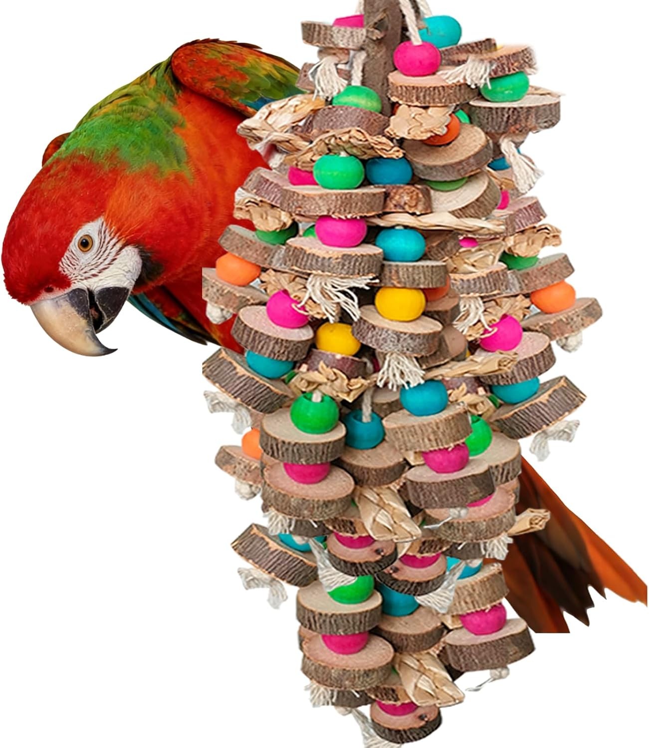 Large Parrot Toys for Macaw Toys Large Bird Toys Cockatoo Toys Natural Wooden