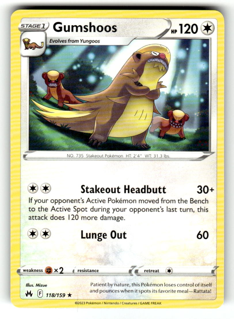 Gumshoos Pokemon SWSH: Crown Zenith 118/159 NM