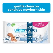 Sensitive Newborn and Baby Wipes 3 in 1 Cleans Cares Protects 99.9 Percent Water