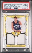 2022 NATIONAL TREASURES ROOKIE DUAL MATERIALS #WUJ WALKER KESSLER 42/99 PSA 10
