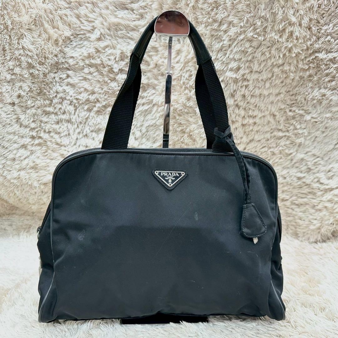 PRADA Nylon Tote Bag Black Triangle Logo Authentic Women's Handbag thumbnail 2