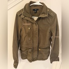 H M Military Utility Jacket Women  s Size Small US 4   Olive Green