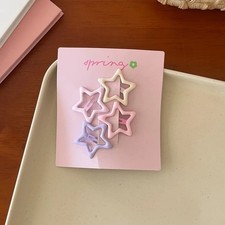 4pcs/set Cute Colorful Geometric Mini Hair Clips For Girl Sweet Ornament Hairpin