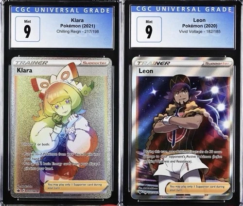 CGC 9 Klara 217 Chilling Reign & CGC 9 Leon 182 Vivid Voltage Rainbow Secret Nm