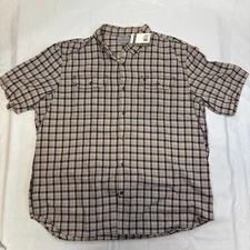 Carhartt Relaxed Fit Plaid Short Sleeve Button Down Shirt Tan Mens 2XL NWT