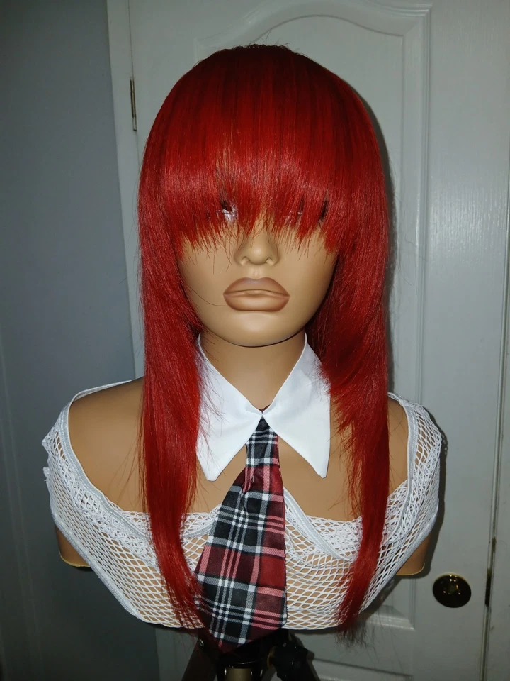 Peluca Bang roja de 20 pulgadas Foto 2 de 4