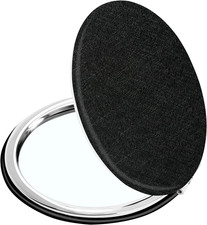 Compact Vanity Makeup Mirror for Men Women Girls, Black Elegant round Travel