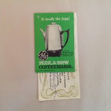 Vintage 1963 GE General Electric Peek-A-Brew Coffee Maker Instruction Booklet