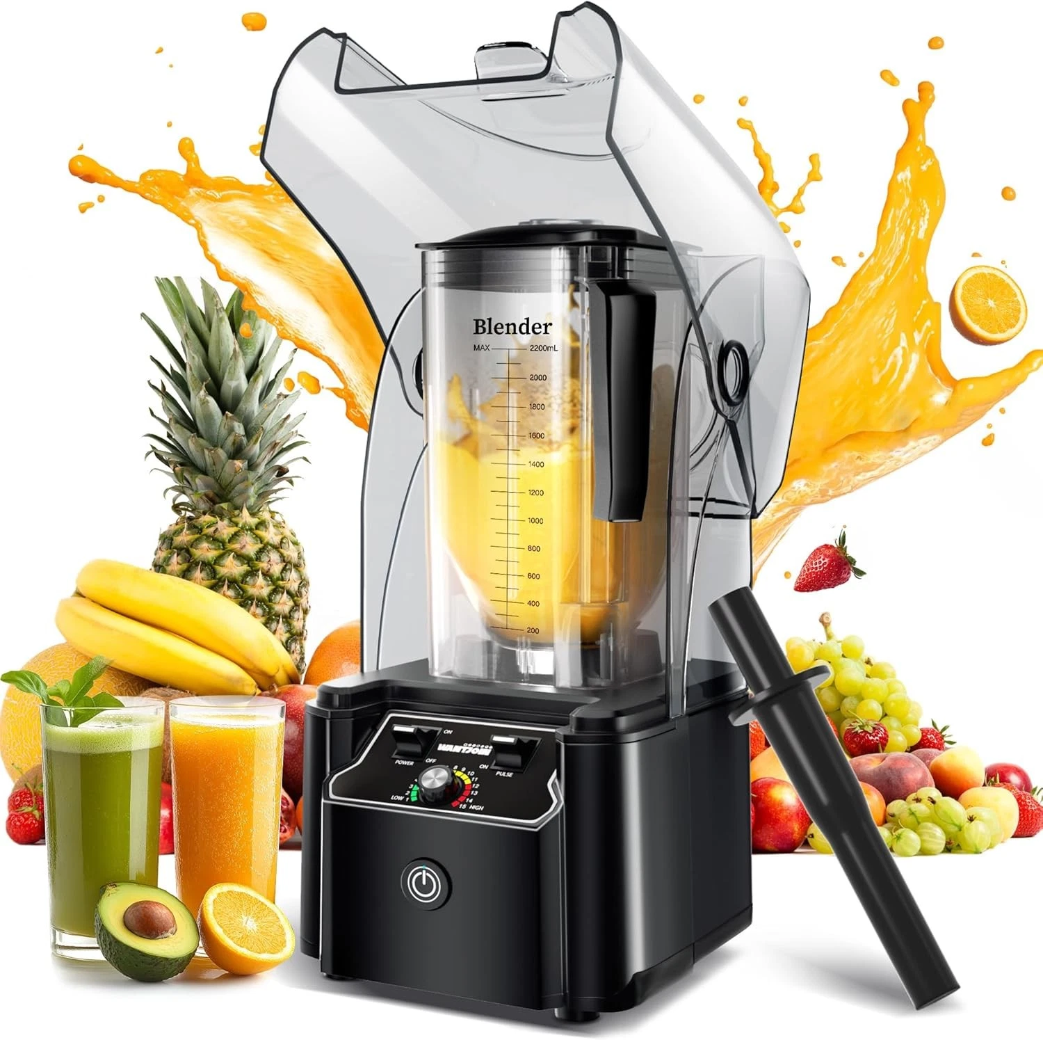 Professional Commercial Blender W/ Shield Quiet Sound Enclosure 2200W Industries