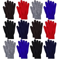 12 Pairs Stretchy Winter Gloves for Men, Women, Teens - Warm Knit Magic Gloves