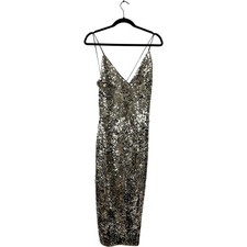 Zara Womens Sequin Strap Midi Dress Small Silver Snake Pattern 2678/622 NWT