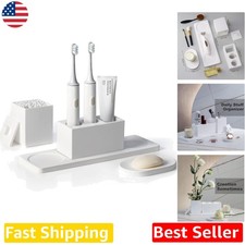White Ceramic Bathroom Set: Toothbrush Holder, Soap Dish, Tumbler - Quick Dry