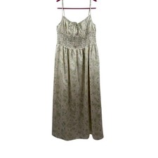 ASTR The Label Dress SZ Medium NEW Zola Smocked Milkmaid Satin Floral Midi NWOT