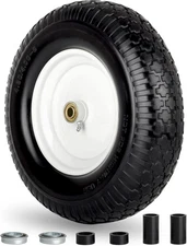 4.80/4.00-8" Wheelbarrow Tire, 16" Flat-Free Solid Tire and Wheel New 3407 B3