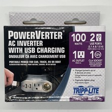 Tripp Lite PV100USB 100W Car Power Inverter w/ 1 Outlets 2 USB Charging Ports