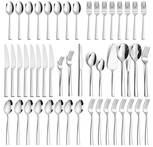 65 Pieces Silverware Flatware Set for 12, Durable Stainless Steel Eating Uten...