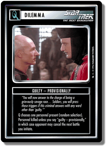 Guilty - Provisionally - Q-Continuum - Star Trek CCG 1E - Picture 1 of 6
