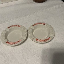 Vintage Budweiser  Beer Ashtray Haeger Made in USA White Ceramic