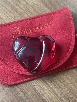 Baccarat Crystal Heart Brooch Red with Original Box MINT CONDITION