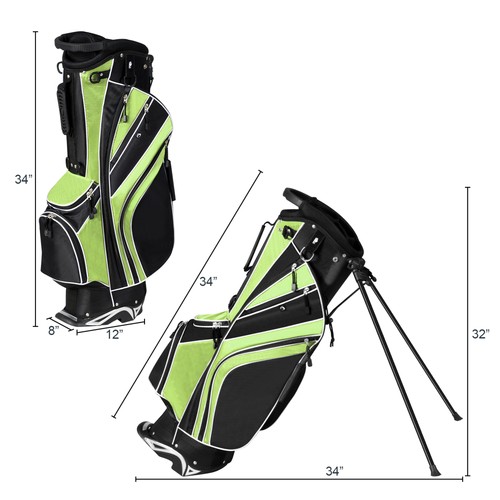 Golf Stand Bag 6 Way Divider Golf Carry Bag w/ Straps & 7 Storage Pockets Green - Picture 2 of 10