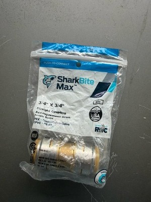 Sharkbite MAX 3/4  x 3/4  Straight Coupling, Push-To-Connect, UR016A, NIP