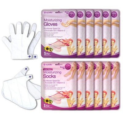 Epielle Moisturizing Hand & Foot Masks 6 Glove 6 Socks for Dry Skin Cracked heel