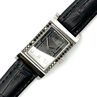 BVLGARI Rettangolo RT39S Black Dial Watch Working Condition