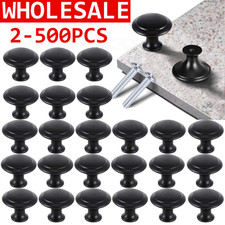 Round Black Door Knobs Cabinet Pulls Cupboard Dresser Drawer Kitchen Handles Lot