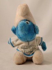 Vintage Smurf Plush  I Smurf You" - Blue, White