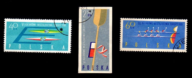 POLAND (1961) Scott # 1006-08 - 6th EUROPEAN CANOE CHAMPIONSHIPS (set of 3) USED