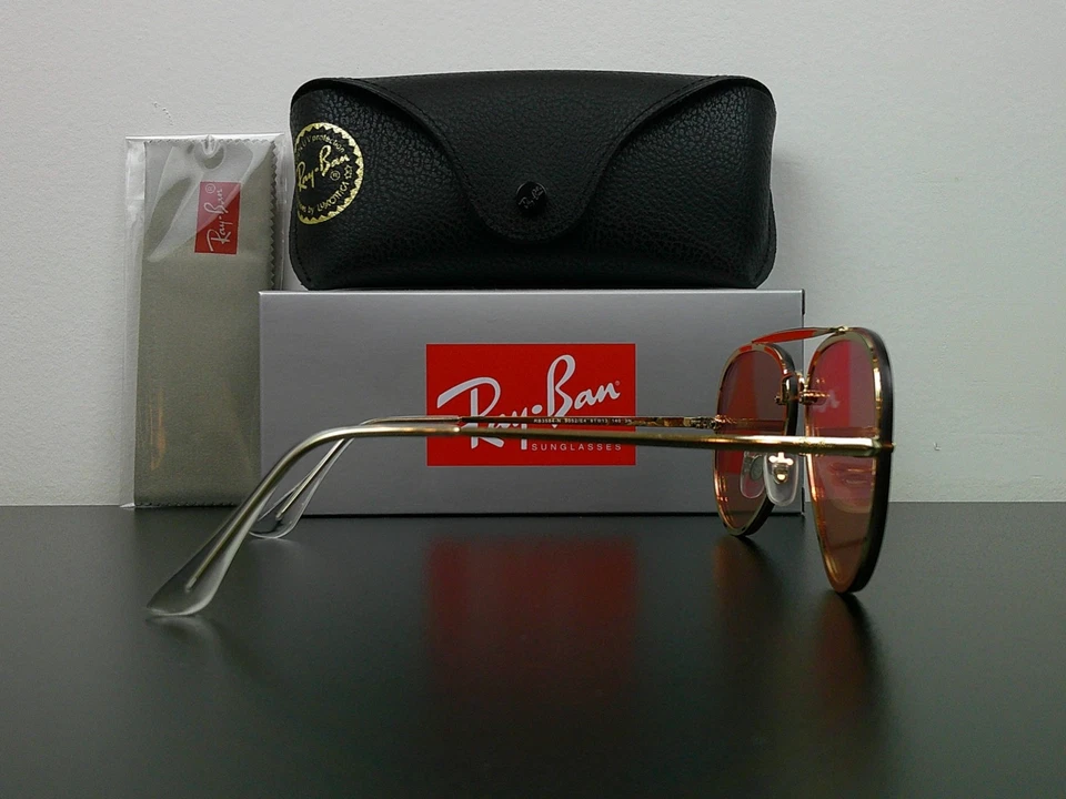 Gafas de sol clásicas Ray-Ban RB3584 Blaze Aviator doradas espejadas nunca usadas Foto 3 de 4