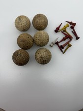 Antique Golf Ball Lot Tiger Spalding Thistle Supremacy Bramble Mesh Tees