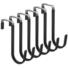 FYY Over the Door Hooks, Single-Hanger 6 Pack, Fits Doors 1 3/8" Black A Black