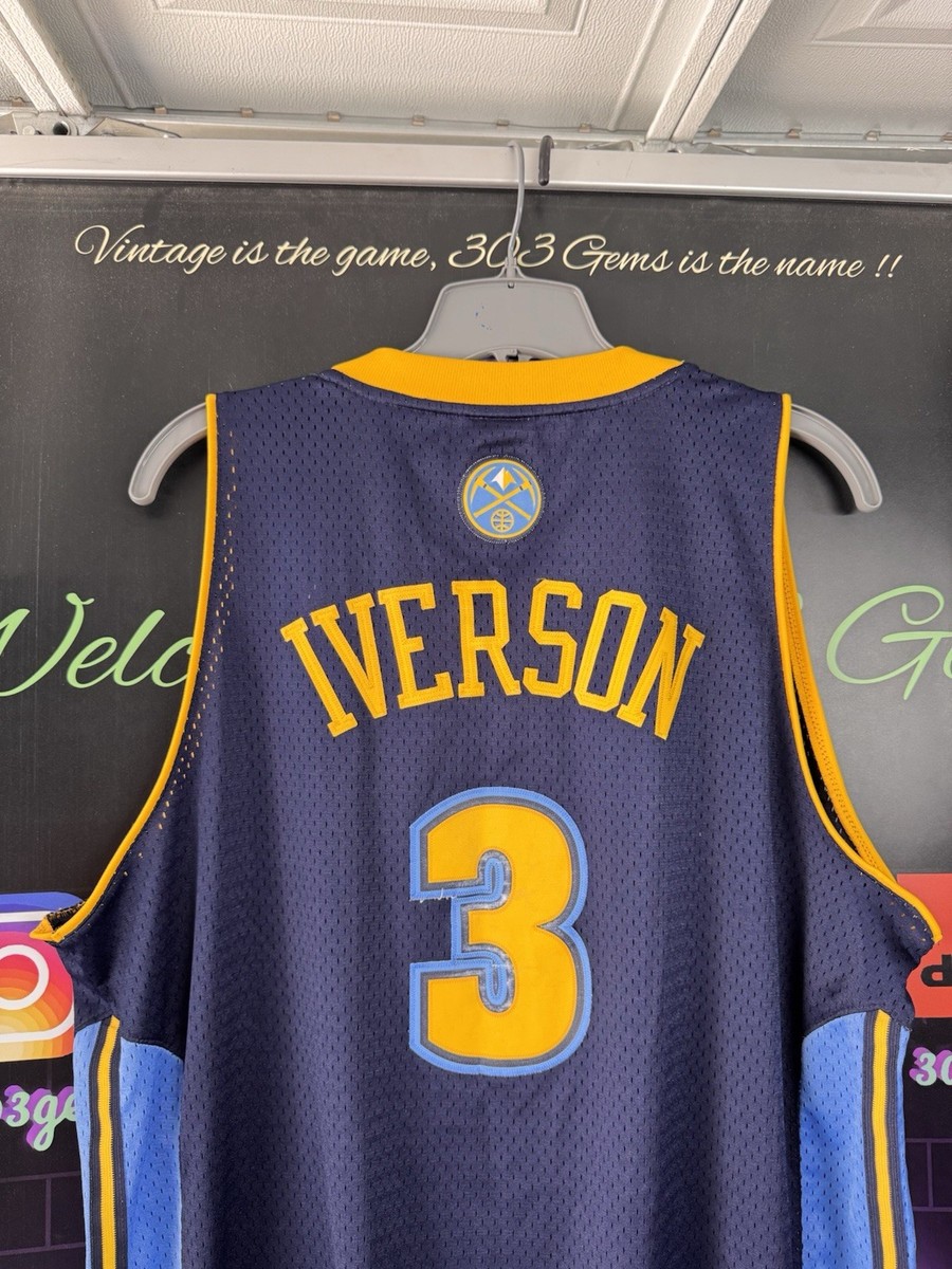 Adidas トレフォイルロゴ NUGGETS 3 IVERSON Jersey Authentic adidas Denver Nuggets #3 Allen Iverson ALTERNATE