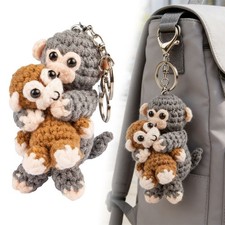 Viral Punch Monkey Keychain Funny Cute Plush Crochet Bag Charm Backpack Pendant