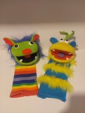 Pair Of The Puppet Company UK Rainbow Knitted Hand Puppets Excellent Condition!