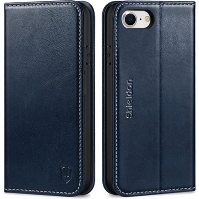 Lederhülle, iPhone SE, iPhone 8, Kartenfach, Standfunktion, Schutzhülle, Retr...