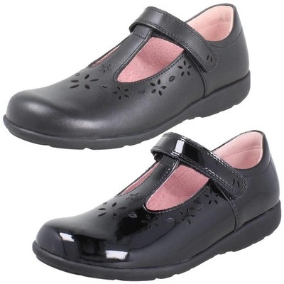 Mädchen Startrite Blumendetail Leder/Lack T-Bar Schulschuhe - Charlotte