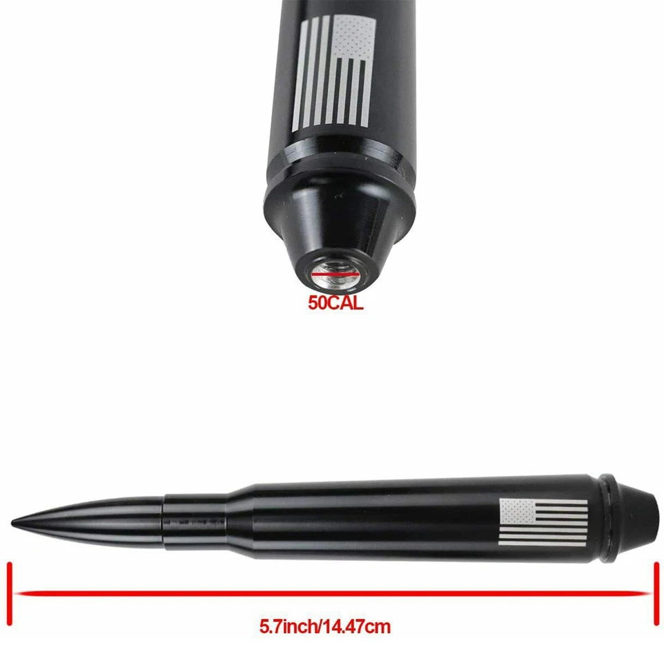Radio mástil antena bala corta coche 50 Cal para Jeep Wrangler JK JL TJ 1997-2024 Foto 3 de 4
