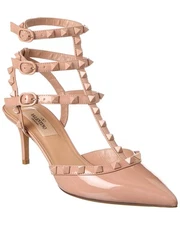 Valentino Rockstud Caged 65 Patent Ankle Strap Pump Women's