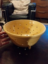 GRANDE FAISSELLE DE PROVENCE JAUNE VERNISSEE DEBUT XXeS RARE HT 15 CM DIAM 28 