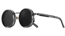 Polarized Round Sunglasses ND9 Adjustable Dimming unisex Retro Punk