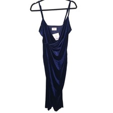 Showpo Dress Velvet Dress Party Dress Cocktail Dress Midi Dress 10 Blue NEW
