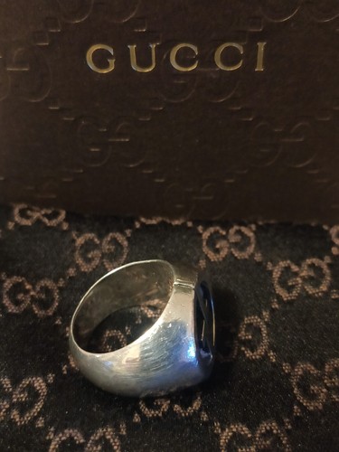Anello Gucci argento 925 Doppia G G e smalto - Foto 8 di 10