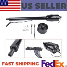 32" Steering Column Black Tilt Manual Floor Shift No Key w/ 9 Hole Wheel Adapter
