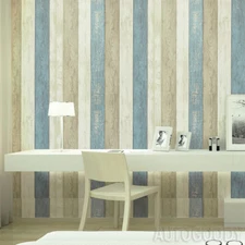 3D Rustic Wood Wallpaper Vintage Vinyl Film Sticker Self-adhesive Plank Line