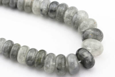 Cloudy Gray Quartz Graduated Smooth Rondelle Beads 8-18mm 15.5'' Strand