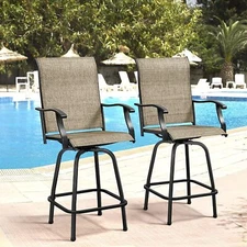 Swivel Bar Chairs Set of 2 Patio Chairs Hight Bar Stools Outdoor Furniture